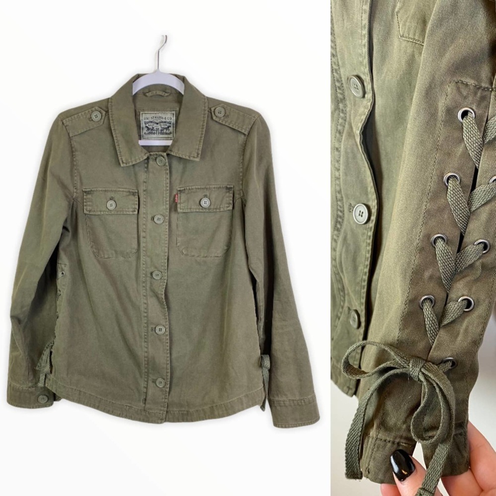 Levi's Lace Up Side Utility Shirt Jacket Green S
